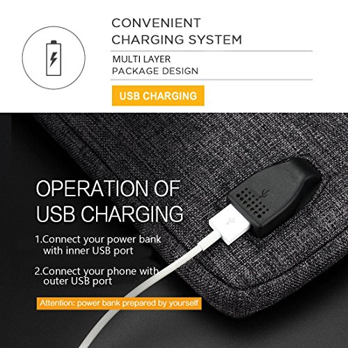 DOMISO 13-13,3 Pulgadas Funda Protectora con Puerto de Carga USB 3ways Bolso Bandolera para Ordenador Portátil / Tablet / Apple MacBook Pro Retina / Asus / HP / Lenovo / Primux / Acer / MSI , Negro