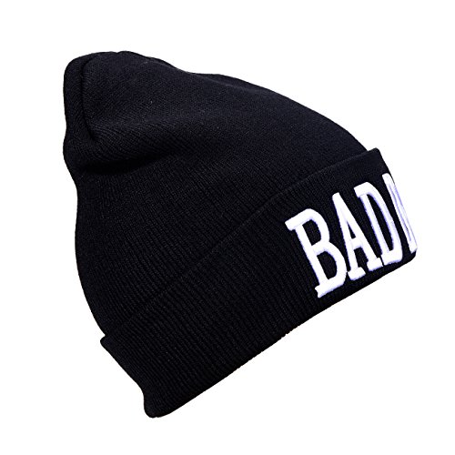 DonDon Hombre Gorro de invierno Beanie negra con Statement - BAD BOY