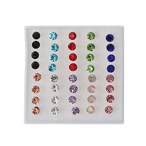 dongguan NUEEUDD 20 Pares/Set aretes hipoalergénicos Colorido Faux Rhinestone plástico Mezclado Colores 5 mm