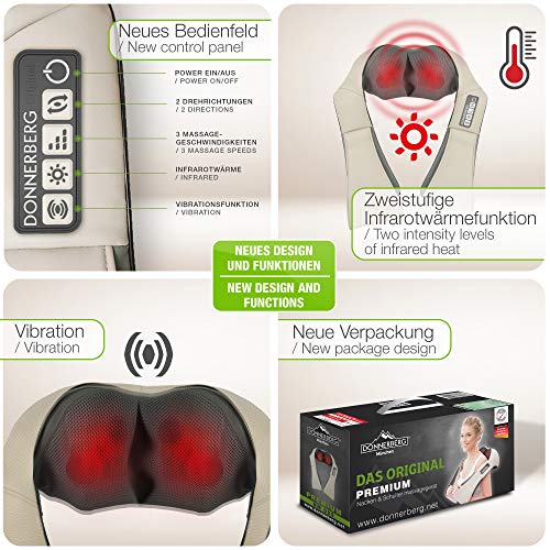 Donnerberg® Masajeador cuello espalda y cervicales con calor infrarrojo - Marca Original Alemana 7 años de garantía