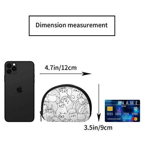 Doodle Gatos Lindos página para Colorear Mujeres Divertidas niñas Shell cosmético Maquillaje Bolsa de Almacenamiento Compras al Aire Libre Monedas Billetera Organizador