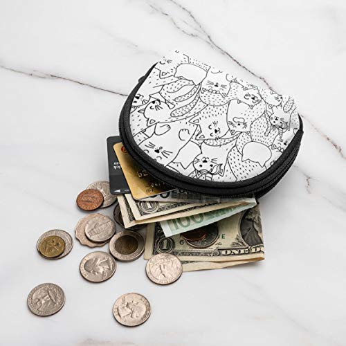 Doodle Gatos Lindos página para Colorear Mujeres Divertidas niñas Shell cosmético Maquillaje Bolsa de Almacenamiento Compras al Aire Libre Monedas Billetera Organizador