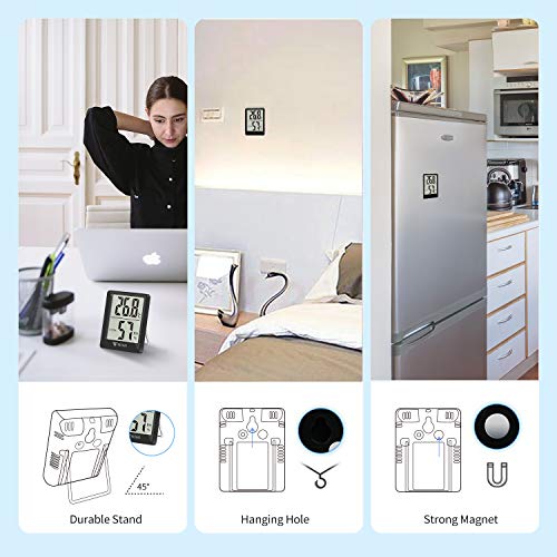 DOQAUS Mini Termómetro Higrómetro Digital, Medidor de Temperatura con 5s de Respuesta Rápida para Temperatura y Humedad del Casa Ambiente (Negro)