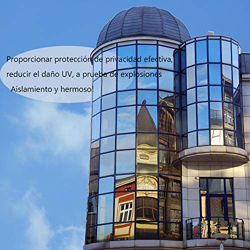 DORURE Vinilo Ventana Cristal Protector Solar Lámina Privacidad de Una Manera Espejo Película Adhesiva de Gran Reflexión Anti 99% UV Mejor Control de Calor Fácil (76_x_310_cm)