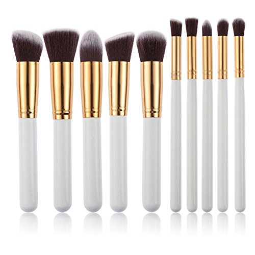 Dosige Pro Pinceles de Maquillaje 10 pcs/Set Eye Shadow Base ceja Lip Brush Herramienta Pinceles de Maquillaje la fundación de los cosméticos Esencial(Blanco)