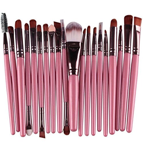Dosige Pro Pinceles de Maquillaje 20 PCs/Sets Eye Shadow Base ceja Lip Brush Herramienta Pinceles de Maquillaje la fundación de los cosméticos Esencial(Rosa)