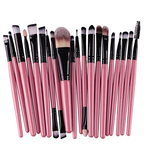 Dosige Pro Pinceles de Maquillaje 20 PCs/Sets Eye Shadow Base ceja Lip Brush Herramienta Pinceles de Maquillaje la fundación de los cosméticos Esencial(Rosa)