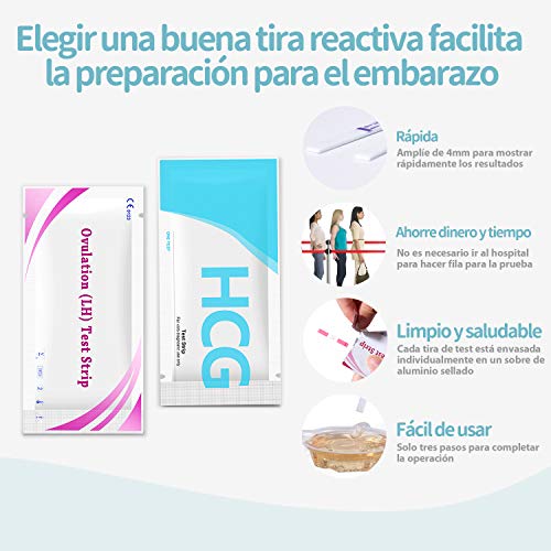 dothnix 40 x Tests de Ovulación 10MlU/Ml (Lh), Tiras de Prueba de Ovulación y 10 x Test de Embarazo Ultrasensibles (HCG),Tiras Prueba de Embarazo Nuevo Formato Económico,10 MIU/ml