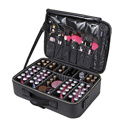 Doubleblack Profesional Neceser para Maquillaje Mujer Bolsa Maletin Organizador Viaje con Brochas Compartimentos Impermeable Negro M