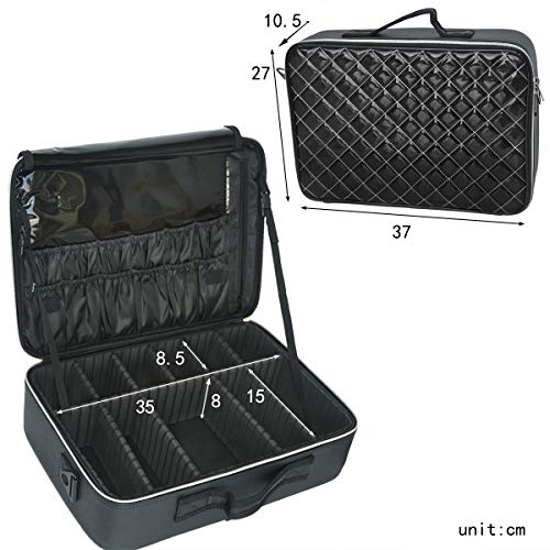 Doubleblack Profesional Neceser para Maquillaje Mujer Bolsa Maletin Organizador Viaje con Brochas Compartimentos Impermeable Negro M