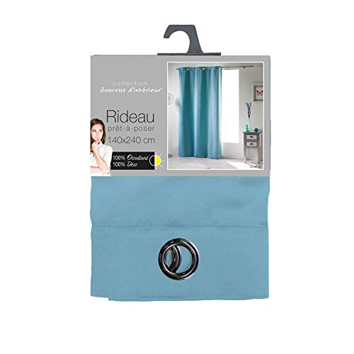 Douceur D'Intérieur 1605155 - Cortina Con Anillas, Opaco Liso , Azul, 140 X 240 Cm