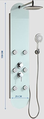 DP Grifería G-642 Columna de Hidromasaje de Cristal, Blanco, 25 x 7 x 130 cm