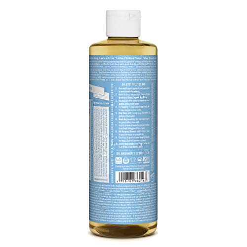 Dr. Bronner's - Jabón Líquido de Castilla Pura Sin Fragancia Orgánica para Bebé, 473 Mililitros