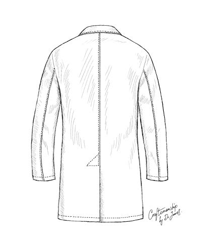 Dr. James Bata de Laboratorio Hombre, Corte Semientallado, Bolsillos para Teléfonos Inteligente y Tabletas (M)