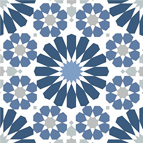 Draeger - Azulejos Adhesivos - Pegatinas para redecorar fácilmente tu casa - Set de 6 Azulejos Azules y Blancos 15 x 15 cm