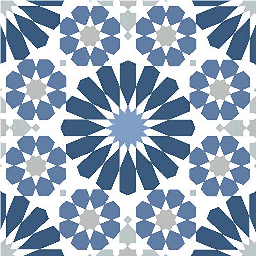 Draeger - Azulejos Adhesivos - Pegatinas para redecorar fácilmente tu casa - Set de 6 Azulejos Azules y Blancos 15 x 15 cm