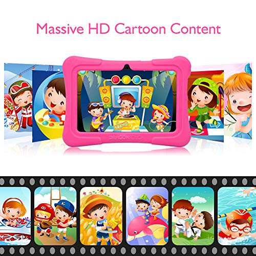 Dragon Touch Tablet para Niños con WiFi Bluetooth 7 Pulgadas 1024x600 Tablet Infantil de Android 8.1 Quad Core 1GB 16GB Doble Cámara Kid-Proof Funda Tablet Niños Educativo Y88X Plus Rosa