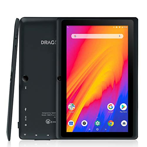 Dragon Touch Y88Y Pro Tablet 7 Pulgadas 1024x600 FHD IPS WiFi Bluetooth Tablet Android 9.0 Procesador Quad-Core RAM de 2GB 16GB de Memoria Interna Doble Cámara Negro
