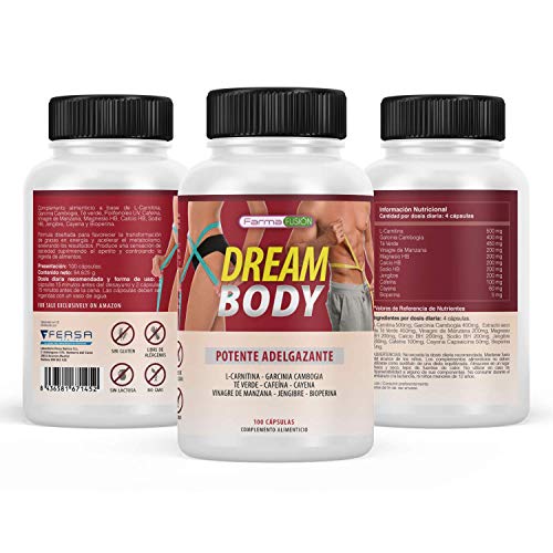 DREAM BODY – El Único Adelgazante Con Efectos Reales y Visibles - Potente Acción Quemagrasa, Termogénica y Saciante | La Fórmula Más Efectiva | Adelgazamiento Comprobado, Real y Duradero | 100 Caps.