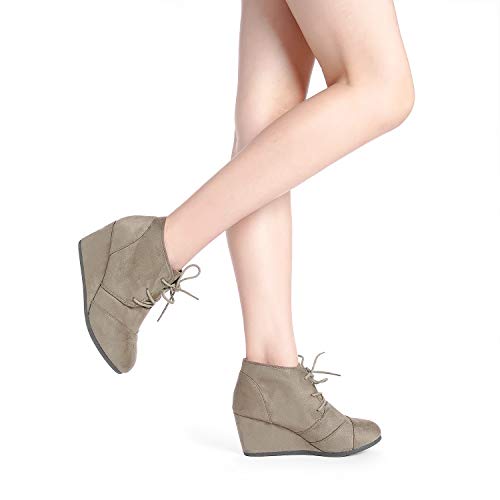 Dream Pairs Tomson Mujer Botines de Tacón Bajo Cuña Plataforma Otoño Invierno Moda Casuales Botas Gris Pardo 39 EU/8 US