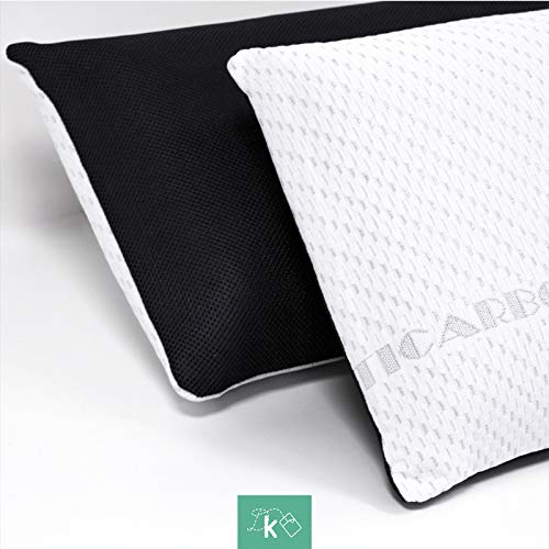 Dreaming Kamahaus Pack 2 Almohadas viscoelástica Carbono Activo 70cm | Núcleo indeformable | Hilo de Plata | Microperforada | Antiestrés | Funda con 2 Caras Invierno/Verano |