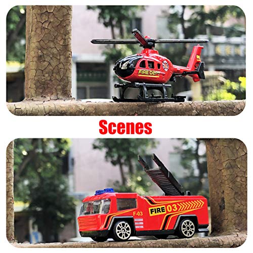 Dreamon Camión de Bomberos Mini Modelo Construcción Vehículo de Juguete para Niños 3 4 5 años ,Conjunto de 6