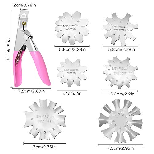 Dreamtop - 6 cortadores de uñas para manicura francesa, línea de sonrisa sencilla con 1 cortauñas acrílicas para bricolaje