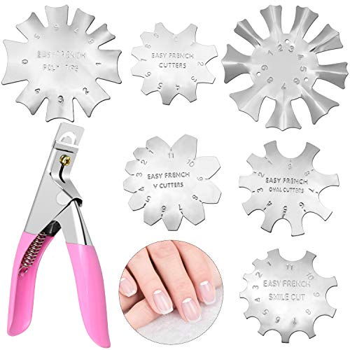 Dreamtop - 6 cortadores de uñas para manicura francesa, línea de sonrisa sencilla con 1 cortauñas acrílicas para bricolaje