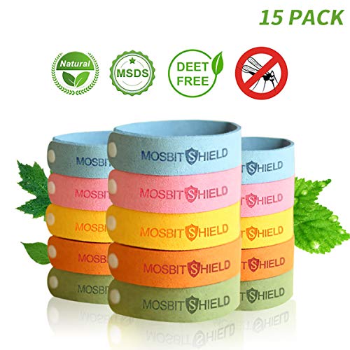 DREAMWIN Pulsera Repelente de Mosquitos, 15pcs Pulseras Antimosquitos, Actividades al Aire Libre y Bandas para Hacer Deportes, Materias Naturales, Ajustables para Adultos y Niños