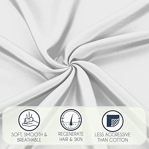 Dreamzie 1x Funda de Almohada Seda 50x75cm, Blanco, 19 Momme - 100% Seda de Morera Doble Lado - Vendido por Unidad - Fundas Cojines con Beneficios para el Pelo y la Piel - Antiarrugas - Antiacaros