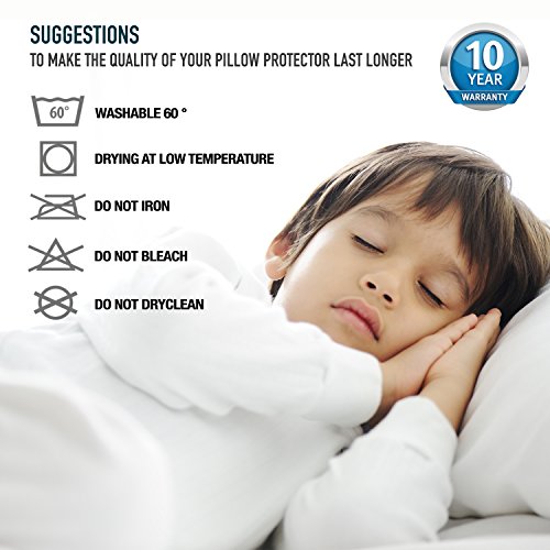 Dreamzie - Juego de 2 Fundas de Almohada Impermeables 40 x 70 cm - 100% Algodón Oeko-Tex® - Protectores de Almohada Transpirable, Hipoalergénica, Anti-Acaros, Anti-Bacteriana - Garantía 10 años