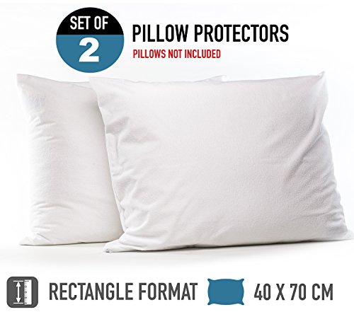 Dreamzie - Juego de 2 Fundas de Almohada Impermeables 40 x 70 cm - 100% Algodón Oeko-Tex® - Protectores de Almohada Transpirable, Hipoalergénica, Anti-Acaros, Anti-Bacteriana - Garantía 10 años