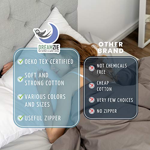 Dreamzie Juego de 2 x Fundas de Almohada 50x70 cm Blanco 100% Algodon Jersey - Funda de Almohada Algodon 50x70 - Funda Cojin para Cama 50x70 - Protector de Almohada