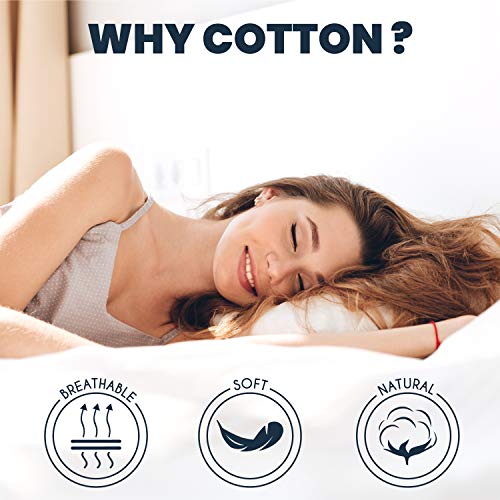 Dreamzie Juego de 2 x Fundas de Almohada 50x70 cm Blanco 100% Algodon Jersey - Funda de Almohada Algodon 50x70 - Funda Cojin para Cama 50x70 - Protector de Almohada