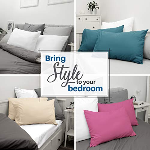Dreamzie - Set de 2 x Funda de Almohada 40x70 cm, Blanco Alabastro, Microfibra (100% Poliéster) - Fundas de Almohadas Hipoalergénica - Fundas de Cojines de Calidad con una Suavidad Incomparable