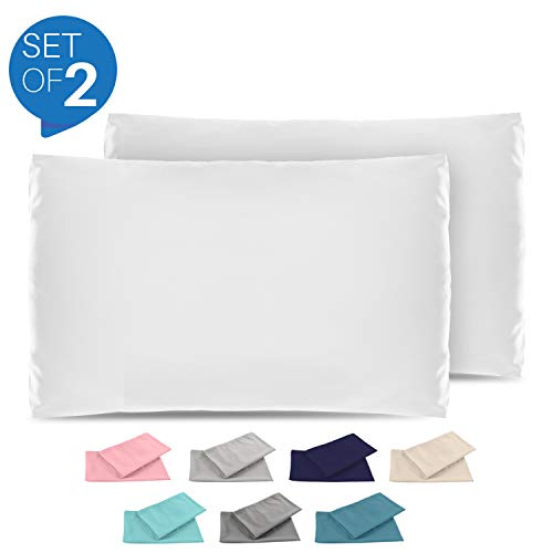 Dreamzie - Set de 2 x Funda de Almohada 40x70 cm, Blanco Alabastro, Microfibra (100% Poliéster) - Fundas de Almohadas Hipoalergénica - Fundas de Cojines de Calidad con una Suavidad Incomparable