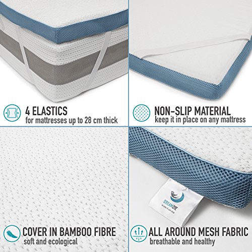 Dreamzie - Topper Colchón Viscoelástico 160 x 200 cm - 5 cm Espuma de Alta Densidad 45 kg/m3 Efecto Memoria Ergonómica - 4 Grande Esquinas 30cm - Certificación Oeko Tex