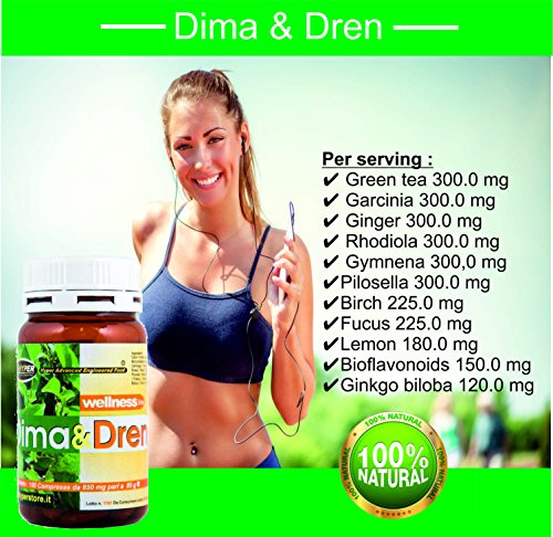 Drenaje Acción adelgazante Quemador de Grasa 100 tabletas Diurético Promueve la Reducción del Exceso de Líquidos Suplemento Para la Pérdida de Peso Desintoxicación Té Verde Garcinia Fucus Abedul