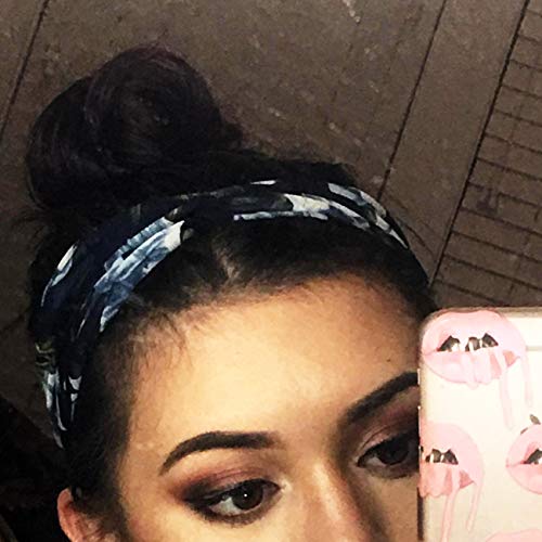 DRESHOW Boho Diademas para Mujeres Flor Vintage Impreso Criss Cross Anudado Elástico Banda para el Cabello Stretchy Head Wrap Twisted Accesorios para el Cabello Lindo Paquete de 10