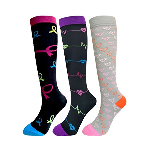 DRESHOW Calcetines de Compresión para Hombres y Mujeres 3/7 Pares 15-20 mmHg es el Mejor para Running, Correr, Senderismo, Volar, Viajar, Varicosas, Médico, Deportivo, Embarazo