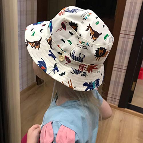DRESHOW - Gorro para bebé para protegerlo del sol, unisex, con correa para la barbilla, UPF 50+ Blanco Animales Marfil