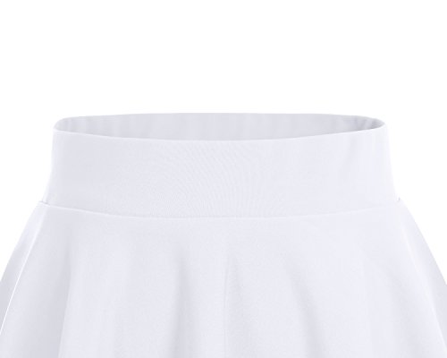 DRESSTELLS Falda Mujer Mini Corto Elástica Plisada Básica Multifuncional White L