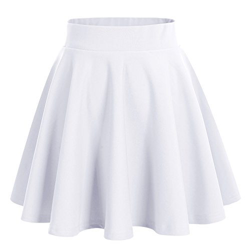 DRESSTELLS Falda Mujer Mini Corto Elástica Plisada Básica Multifuncional White L