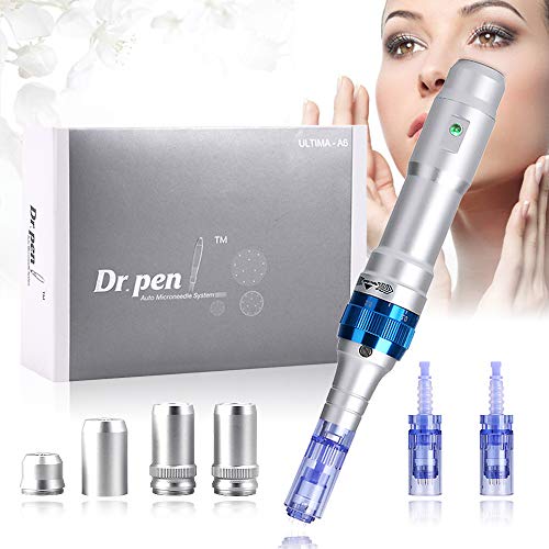 Dr.pen Ultima A6 Dermapen Microneedle eléctrico Auto Stamp Cartuchos Arrugas Estrías Cicatriz de acne Perdida de cabello Recargable Derma Pen 0.25-2.5mm para Facial y Cuerpo