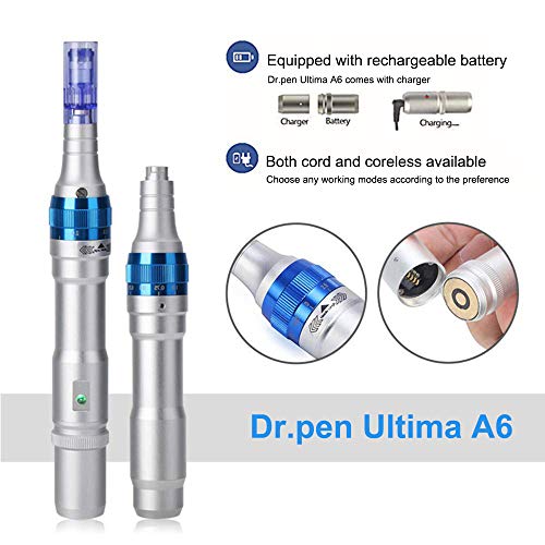 Dr.pen Ultima A6 Dermapen Microneedle eléctrico Auto Stamp Cartuchos Arrugas Estrías Cicatriz de acne Perdida de cabello Recargable Derma Pen 0.25-2.5mm para Facial y Cuerpo