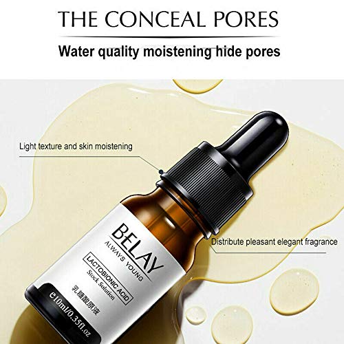 DRUN 3/4/5 Piezas de suero de perfección instantánea Zero Pore, Esencia de ácido lactobiónico Zero Pore Suavizar para Mejorar los poros agrandados/Exceso de sebo para Toda la piel-10 ml (5)