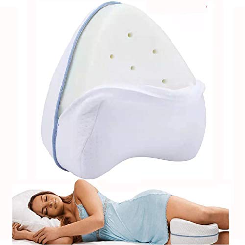 DSZZ Health Almohada ortopédica para la Rodilla con cojín de Apoyo para la Rodilla de Espuma viscoelástica para Dormir de Lado y aliviar el Dolor en la articulación de la Cadera de la ciática,Blanco