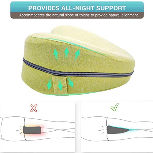 DSZZ Health Almohada ortopédica para la Rodilla con Correa, Espuma viscoelástica, Soporte para piernas, Alivia el Dolor en la articulación de la Cadera, ciática,Blue3