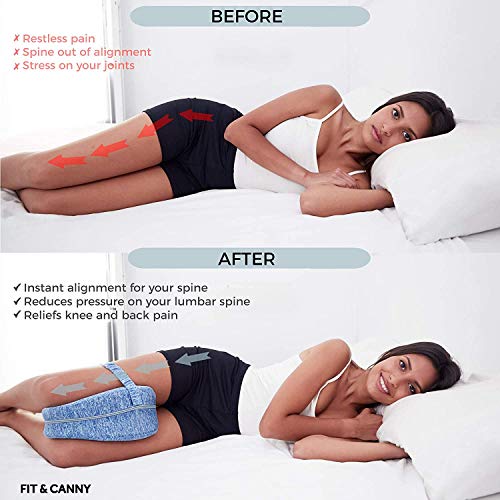 DSZZ Health Almohada ortopédica para la Rodilla con Correa, Espuma viscoelástica, Soporte para piernas, Alivia el Dolor en la articulación de la Cadera, ciática,Blue3