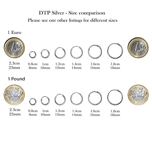 DTPsilver - Pendientes para mujer, pequeño aro de plata fina 925, juego de 3 pares, grosor de 1,2 mm, diámetro de 12 mm